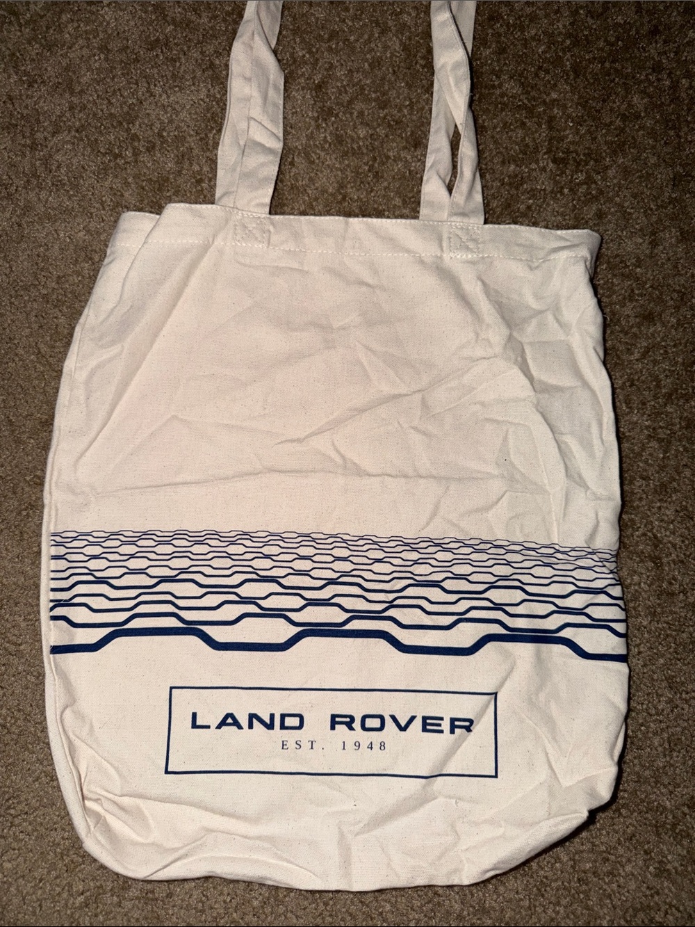 White Canvas Tote with Navy Graphic